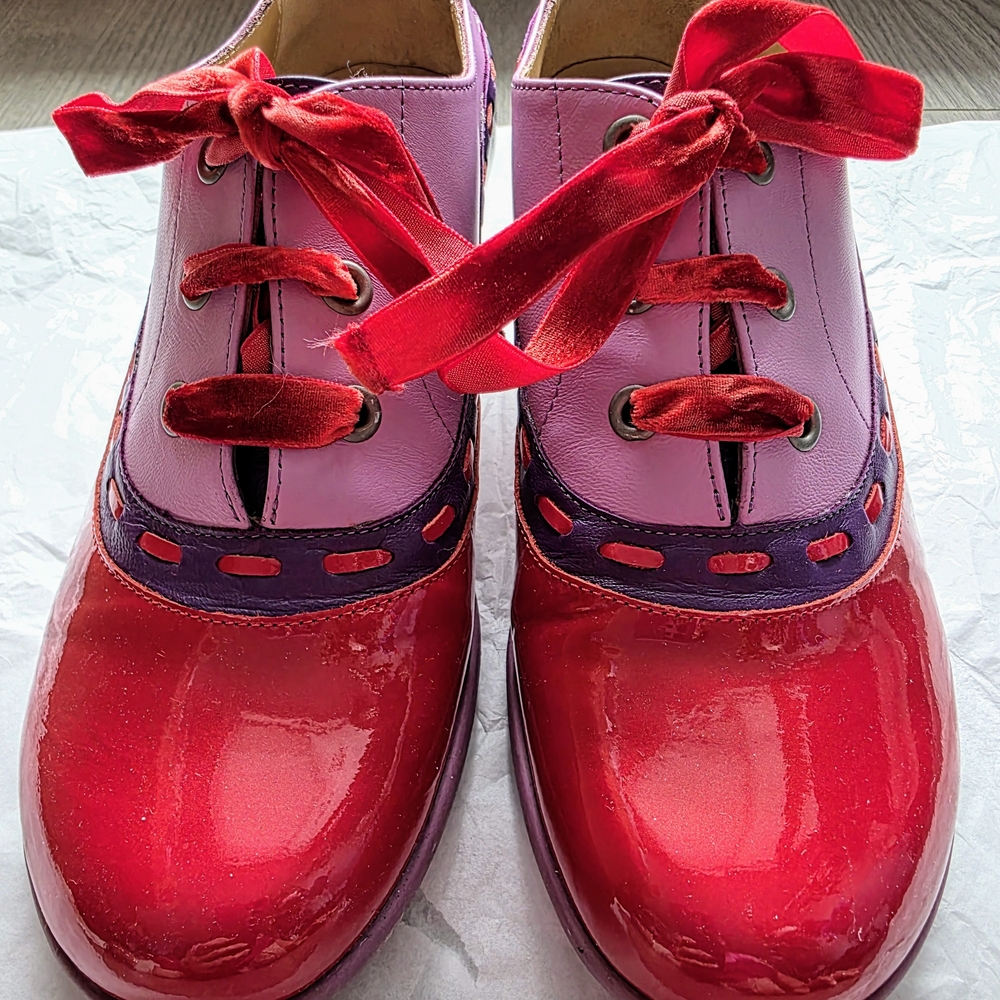 John Fluevog Enneagram Peacemaker - Red, Purple & Pink Funky Lace Up Shoe